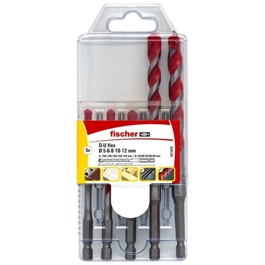FISCHER Universalbohrer-Set D-U HEX 5-12mm (5)