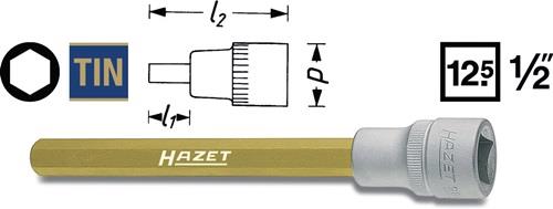 HAZET Steckschlüsseleinsatz 986-10 1/2 Zoll Innen-6-kant SW 10mm L.60mm HAZET