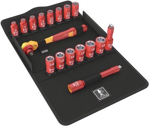 WERA Steckschlüsselsatz 8100 SB VDE 1 Zyklop 17-tlg.3/8 Zoll SW 6-19mm Z.80 6KT WERA WERA Steckschlüsselsatz 8100 SB VDE 1 Zyklop 17-tlg.3/8 Zoll SW 6-19mm Z.80 6KT WERA