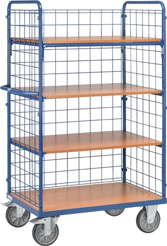 FETRA Etagenwagen L1200xB800xH1800mm Trgf.600kg 4Etagen Stirn-u.Längswand,Drahtgitter