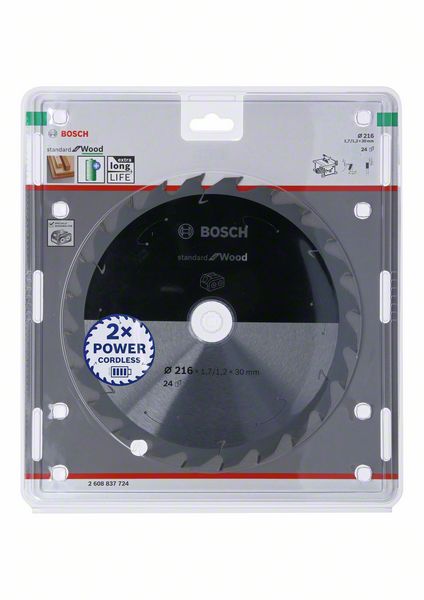 BOSCH Akku-Kreissägeblatt Standard for Wood, 216 x 1,7/1,2 x 30, 24 Zähne