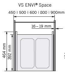 Abfalltrennsystem, ENVI-Space-800er, 1x22/1x16/2x10 l, lavagrau Vauth Sagel