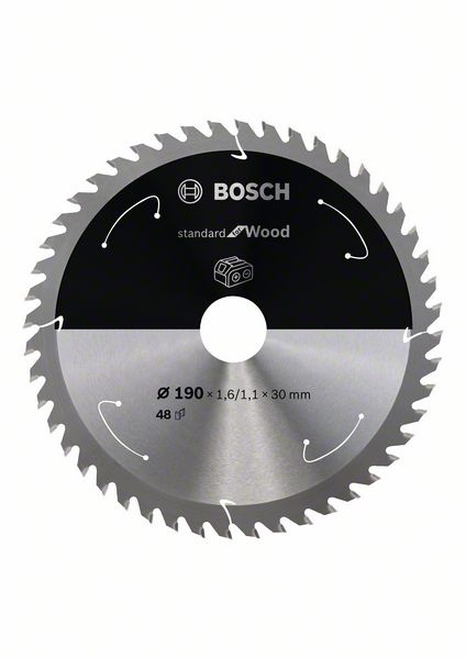 BOSCH Akku-Kreissägeblatt Standard for Wood, 190 x 1,6/1,1 x 30, 48 Zähne
