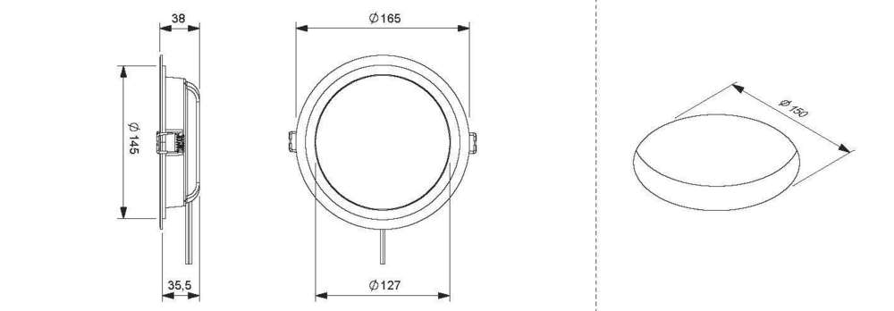 L&S Deckeneinbauleuchte Tavos R 230V 165mm 16W 3000K