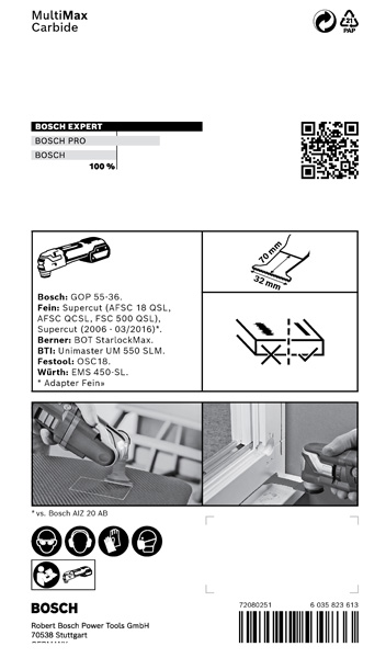 BOSCH EXPERT MultiMax MAII 32 APIT Blatt für Multifunktionswerkzeuge, 32 mm. Für oszillierende Multifunktionswerkzeuge