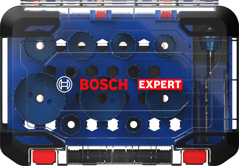 BOSCH EXPERT Tough Material Lochsäge-Set, 20/22/25/32/35/40/44/51/60/68/76 mm, 14-tlg.. Für Dreh- und Schlagbohrer