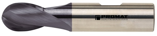 PROMAT Vollradiusfräser D.16mm Einsatz-L.32mm VHM TiAlN HB Z.2 kurz PROMAT