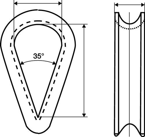 Kausche DIN 6899 Form B 8mm Seil-Nenngröße 7,0mm ZN m.tiefer Rille