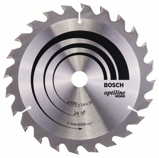 BOSCH Kreissägeblatt Optiline Wood für Handkreissägen, 190 x 20/16 x 2,6 mm, 24