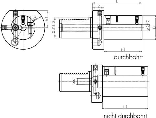 TECWERK Werkzg.h.E2 S DIN 69880 Typ A Spann-D.12mm VDI40 z.Bohrstangen TECWERK