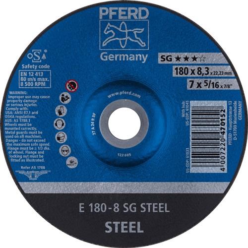 PFERD Schruppscheibe SG STEEL D180xS8,3mm gekr.STA Bohr.22,23mm PFERD