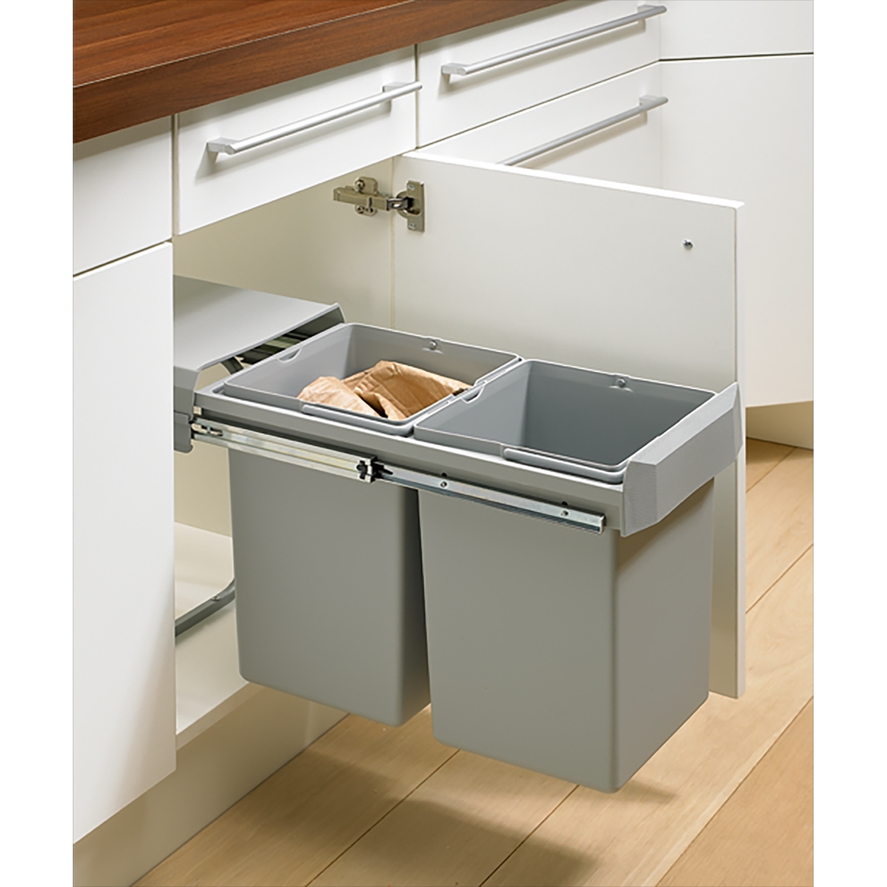 HETTICH Bin.it Duo II - 400 Einbauabfallsammler, 338 x 485, grau, 49474