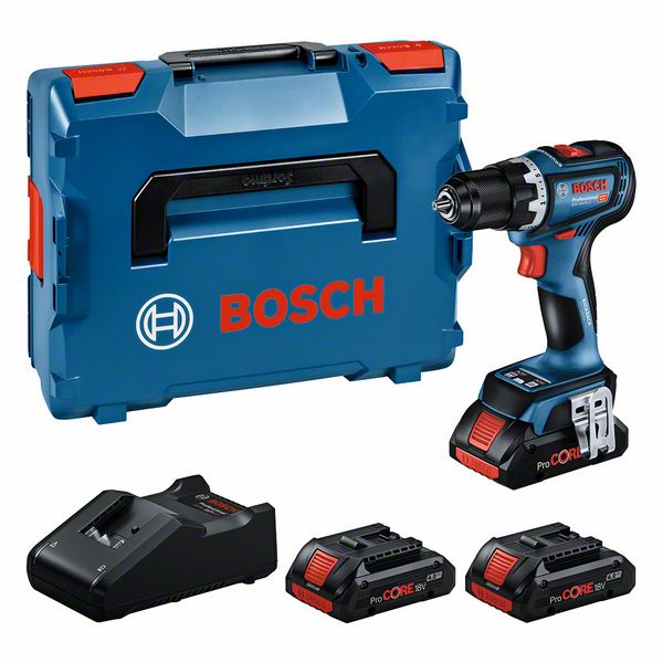 BOSCH Professional Set: Akku-Bohrschrauber GSR 18V-90 C, 3 x ProCORE18V 4.0Ah, L-BOXX