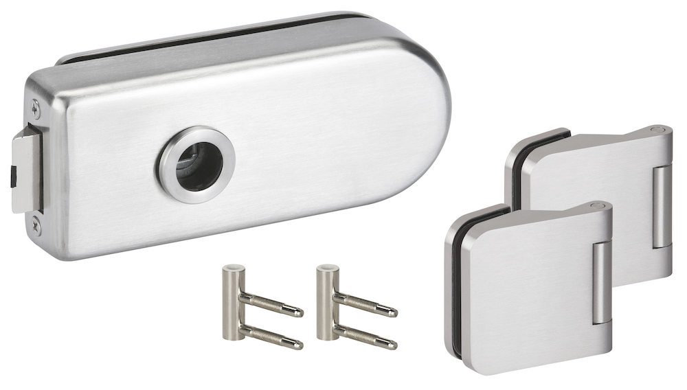 HERMAT Ganzglastürschloss-Set BASIC ROUND 6761L/6315/HZ, Edelstahl