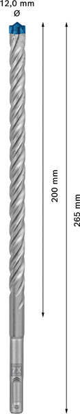 BOSCH EXPERT SDS plus-7X Hammerbohrer, 12 x 200 x 265 mm. Für Bohrhämmer