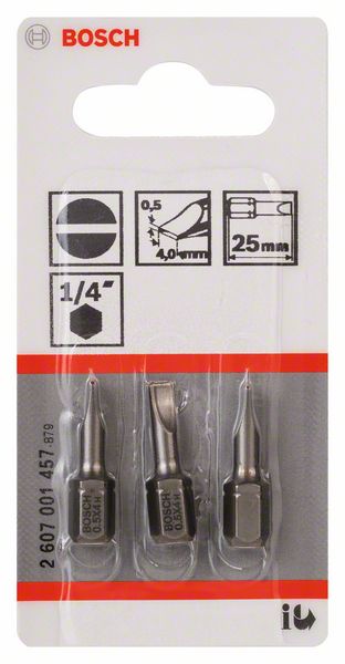 BOSCH Schrauberbit Extra-Hart S 0,5 x 4,0, 25 mm, 3er-Pack