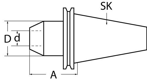 PROMAT Flächenspannfutter DIN 69871AD/B Weldon Spann-D.8mm SK40 A.-L.50mm PROMAT