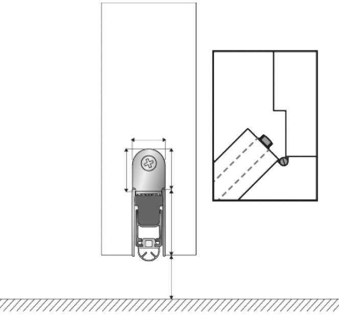 ELLEN Autom. Türbodendichtung EllenMatic Uni-Proof z. Einnuten, m. Montagewinkel, silber ELLEN Autom. Türbodendichtung EllenMatic Uni-Proof z. Einnuten, m. Montagewinkel, silber