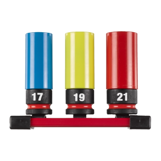MILWAUKEE SHOCKWAVE 1/2" Schlagnuss Automotive 3-teilig (17, 19, 21 mm) auf Schiene MILWAUKEE SHOCKWAVE 1/2" Schlagnuss Automotive 3-teilig (17, 19, 21 mm) auf Schiene