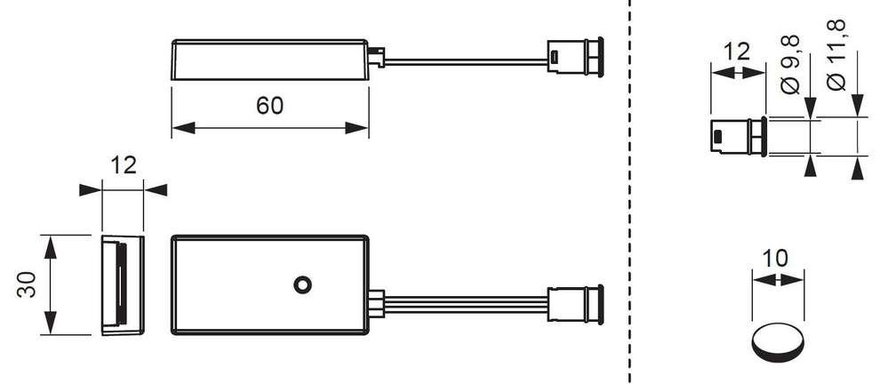 L&S Mini IR-Sensorschalter, 2er set, 24V DC, max 72W.