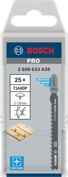 BOSCH Stichsägeblatt T 144 DP Precision for Wood, 25er-Pack