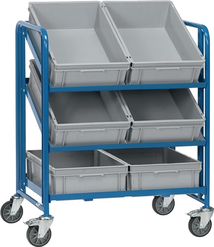 FETRA Eurokastenwagen Trgf.200kg m.6Kästen 400x600mm m.offenem Rahmen brillantblau