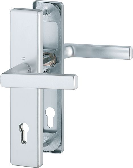 HOPPE® Schutz-Drückergarnitur mit Langschild Dallas 1643/2221/2210, 10/92 mm, Aluminium, 3576241