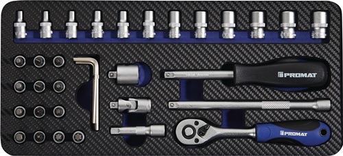 Steckschlüsselsatz 36-tlg.1/4 Zoll SW 4-13mm Z.72 6KT PROMAT Steckschlüsselsatz 36-tlg.1/4 Zoll SW 4-13mm Z.72 6KT PROMAT