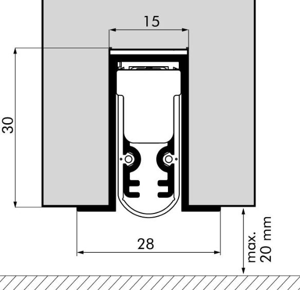 ELLEN Autom. Türbodendichtung EllenMatic Soundproof Omega z. Einnuten u. schrauben, o. Montagew. silber ELLEN Autom. Türbodendichtung EllenMatic Soundproof Omega z. Einnuten u. schrauben, o. Montagew. silber