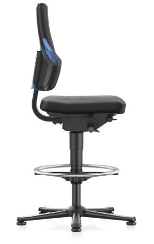 BIMOS Arbeitsdrehstuhl Nexxit Bodengleiter+Fußring Grifffarbe blau Integralschaum