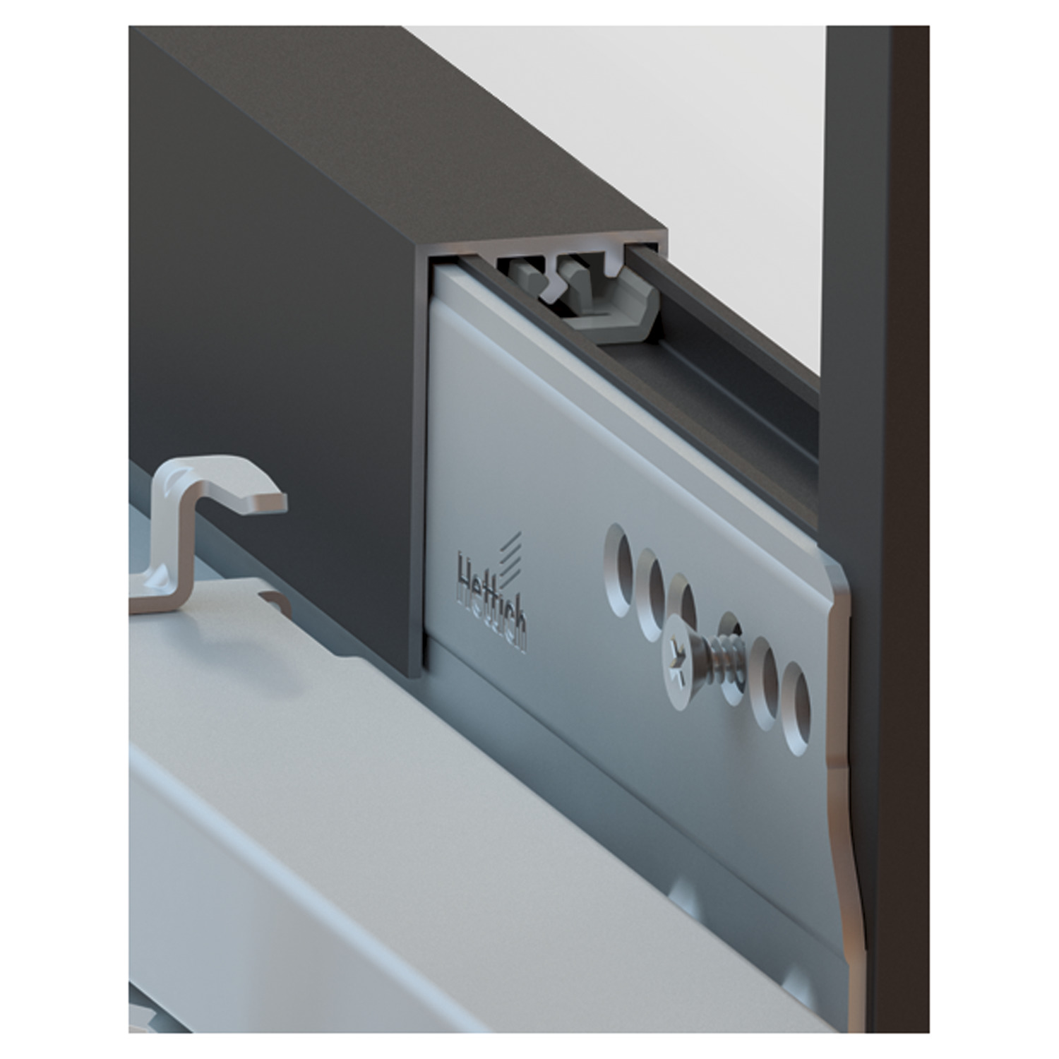 HETTICH Cadro U-Profil AvanTech YOU / Actro YOU / Actro 5D, 3000 mm, Edelstahl Optik, 9298811