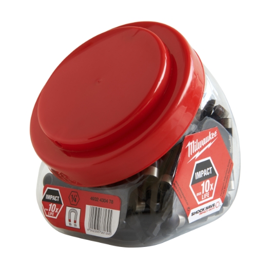 MILWAUKEE 60 mm SHOCKWAVE Magnetbithalter 1/4" Hex Großpack (100 Stk.)