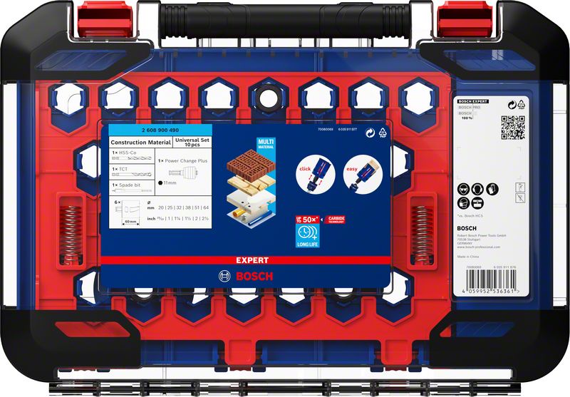 BOSCH EXPERT Construction Material Lochsäge-Set 20/25/32/38/51/64 mm, 10-tlg.. Für Dreh- und Schlagbohrer BOSCH EXPERT Construction Material Lochsäge-Set 20/25/32/38/51/64 mm, 10-tlg.. Für Dreh- und Schlagbohrer