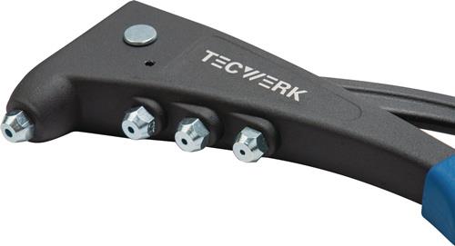 TECWERK Handblindnietsetzgerät L.255mm Arbeitsber.2,4-5mm m.Öffnungsf.TECWERK