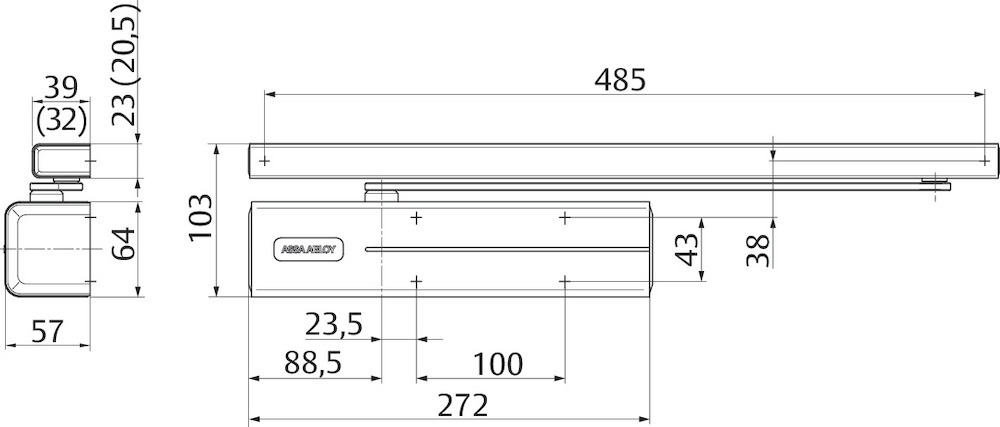 effeff Oben-Türschließer DC500, Aluminium