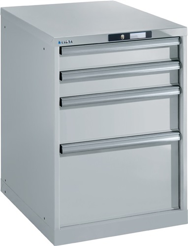 LISTA Schubladenschrank H800xB564xT725mm 2 x 100,1 x 200,1 x 300mm lichtgrau Key