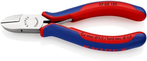 KNIPEX Elektronikseitenschneider L.130mm Form 0 Facette ja 2K-Hülle spiegelpol.KNIPEX