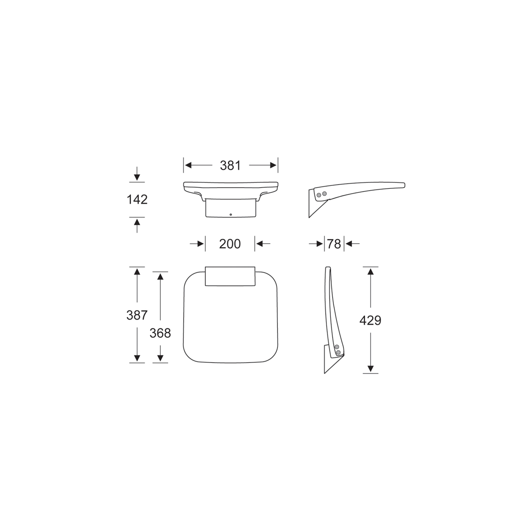KWS Duschklappsitz A100 381x368mm schwarz / schwarz matt