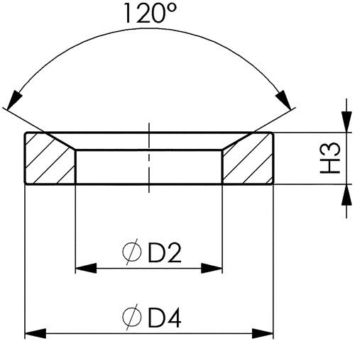 AMF Kegelpfanne DIN 6319D f.Schrauben M48 Bohrungs-D.56mm Kegelwinkel 120Grad AMF