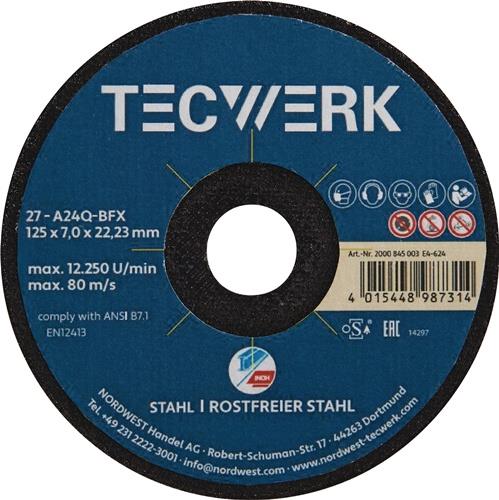TECWERK Premium-Schruppscheibe 2in1 D125xS7mm gekr.INOX/Stahl Bohr.22,23mm TECWERK