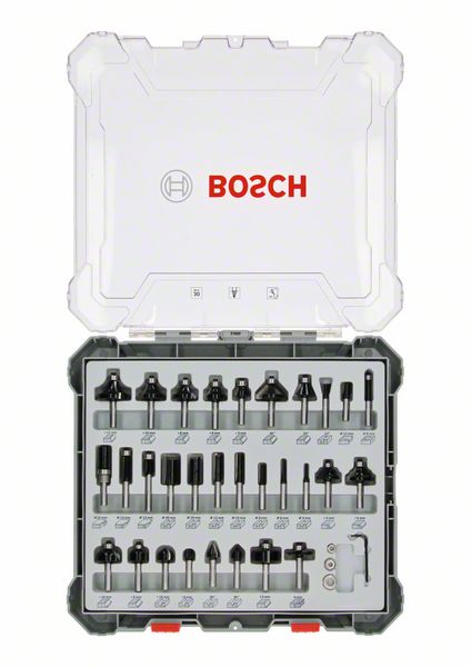 BOSCH Fräser-Set, 6-mm-Schaft, 30-teilig