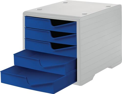 STYRO Ablagebox 5 Schubl.grau/blau Polystyrol H255xB270xT340mm STYRO
