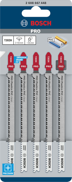 BOSCH Stichsägeblatt T 302 H Clean for PVC, 5er-Pack