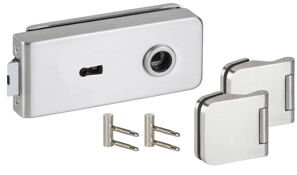 HERMAT Ganzglastürschloss-Set OLBIA 6182/6315/HZ, Edelstahl
