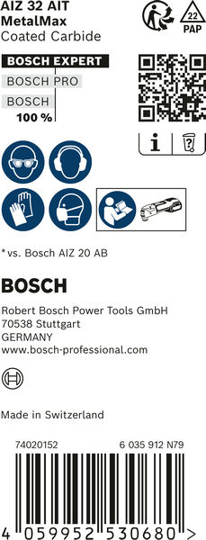 BOSCH EXPERT MetalMax AIZ 32 AIT Blätter für Multifunktionswerkzeuge, 40 x 32 mm, 10 Stück. Für oszillierende Multifunktionswerkzeuge