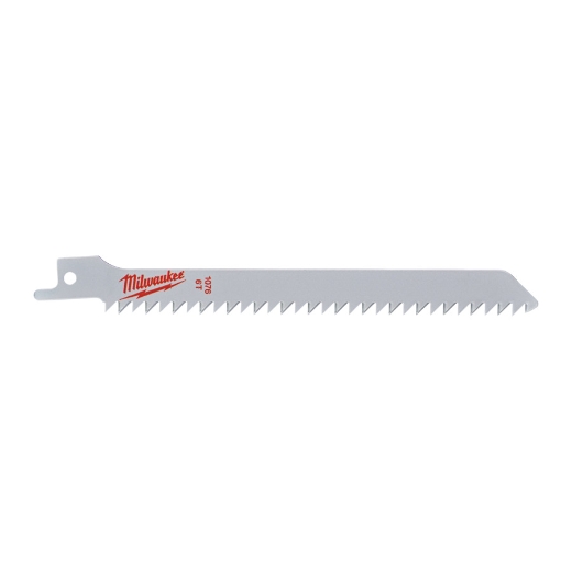 MILWAUKEE 150 x 4,2 mm (6 TPI), unlackiert Säbelsägeblatt Holz - ideal für Kurvenschnitte in Nassholz