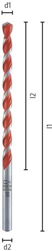 ALPEN Mehrzweckbohrer Profi Multicut D.6,5mm Arbeits-L.300mm Gesamt-L.400mm