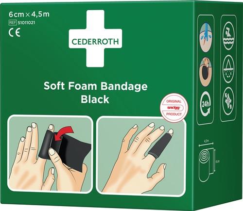 CEDERROTH Soft Foam Bandage selbsthaftend elastisch,schwarz Rl.6cmx4,5m CEDERROTH