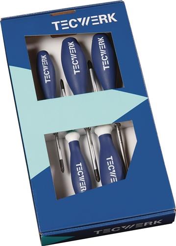 TECWERK Schraubendrehersatz 6-tlg.Schlitz/PH 3K-Griff Rundkl.TECWERK