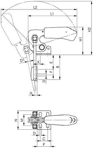 AMF Verschlussspanner Nr.6848VNI Gr.2 vertikal AMF